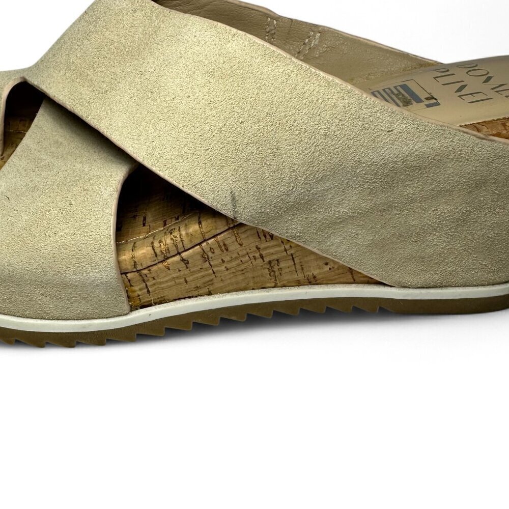 DONALD PLINER Women's Sisu Wedge Suede Sandal, Beige, US 7.5, NWOB - Picture 15 of 16